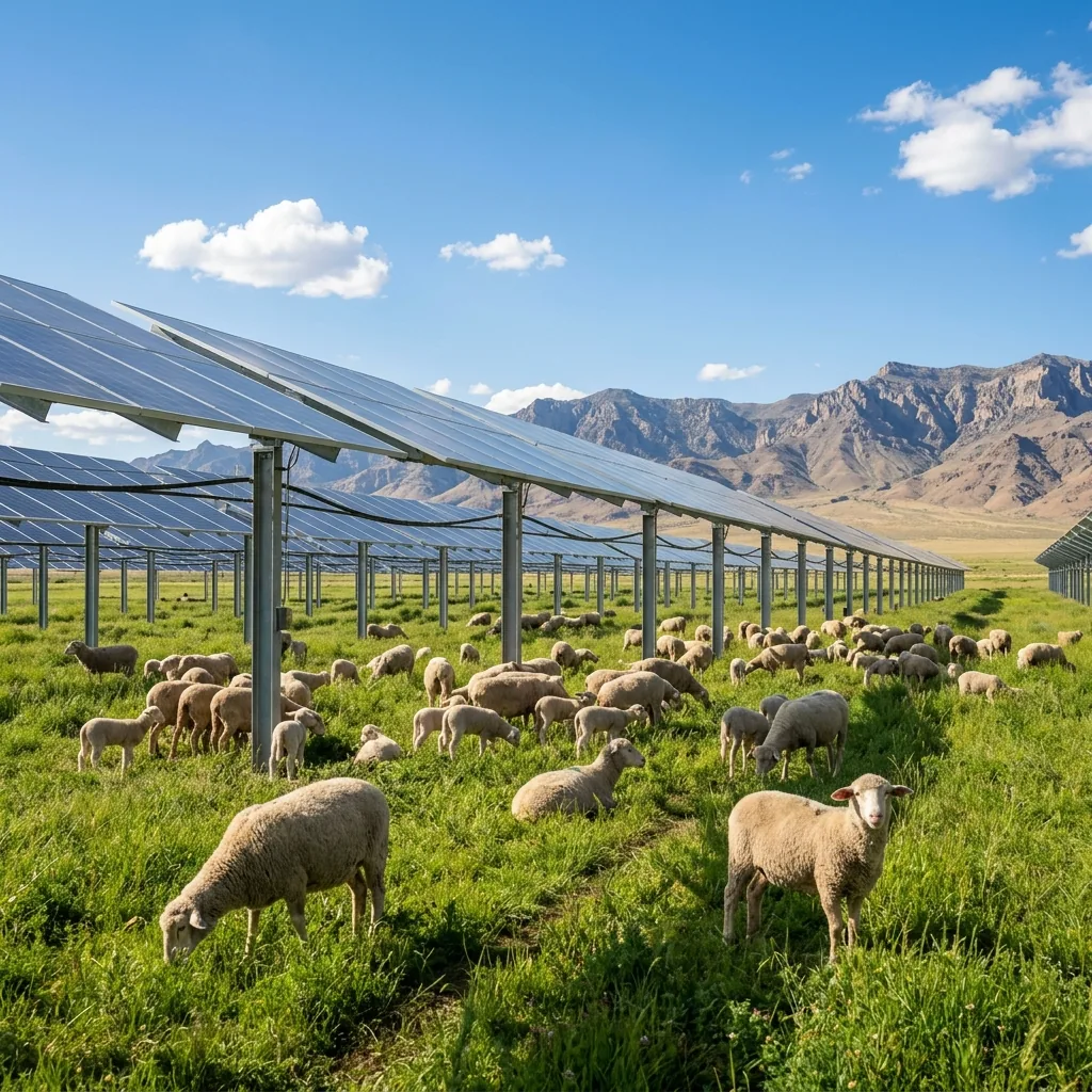 Sinergia entre ovejas y paneles solares