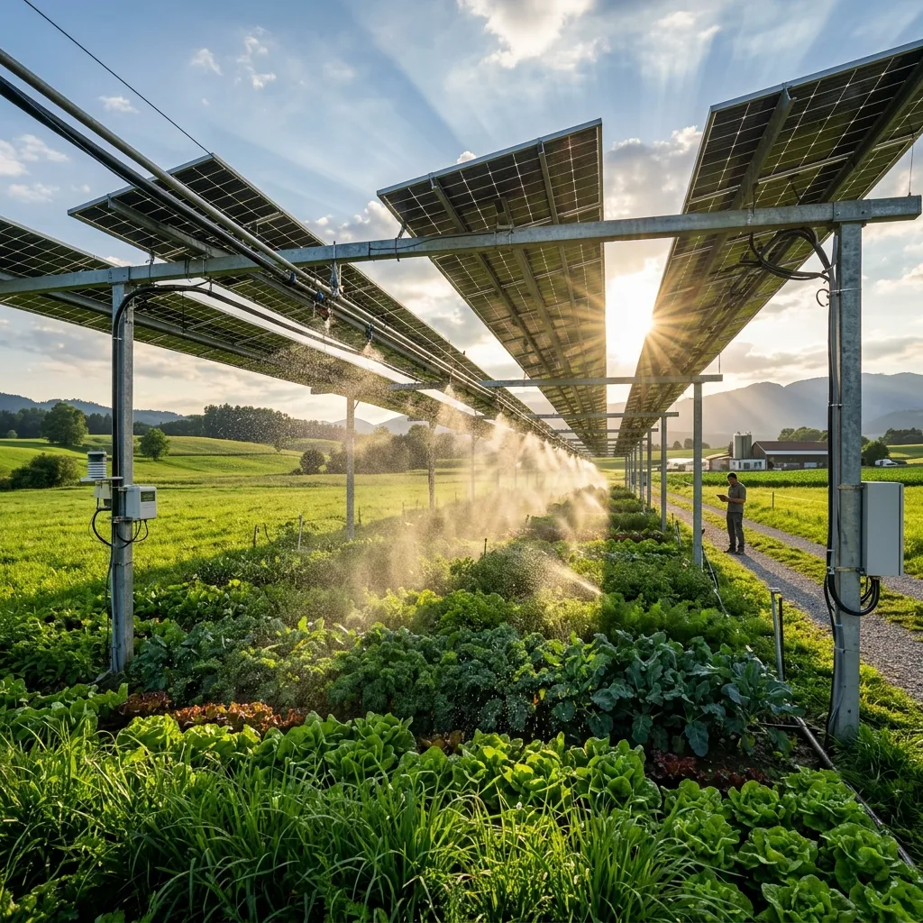 Tecnología de irrigación inteligente y paneles solares agrivoltaicos